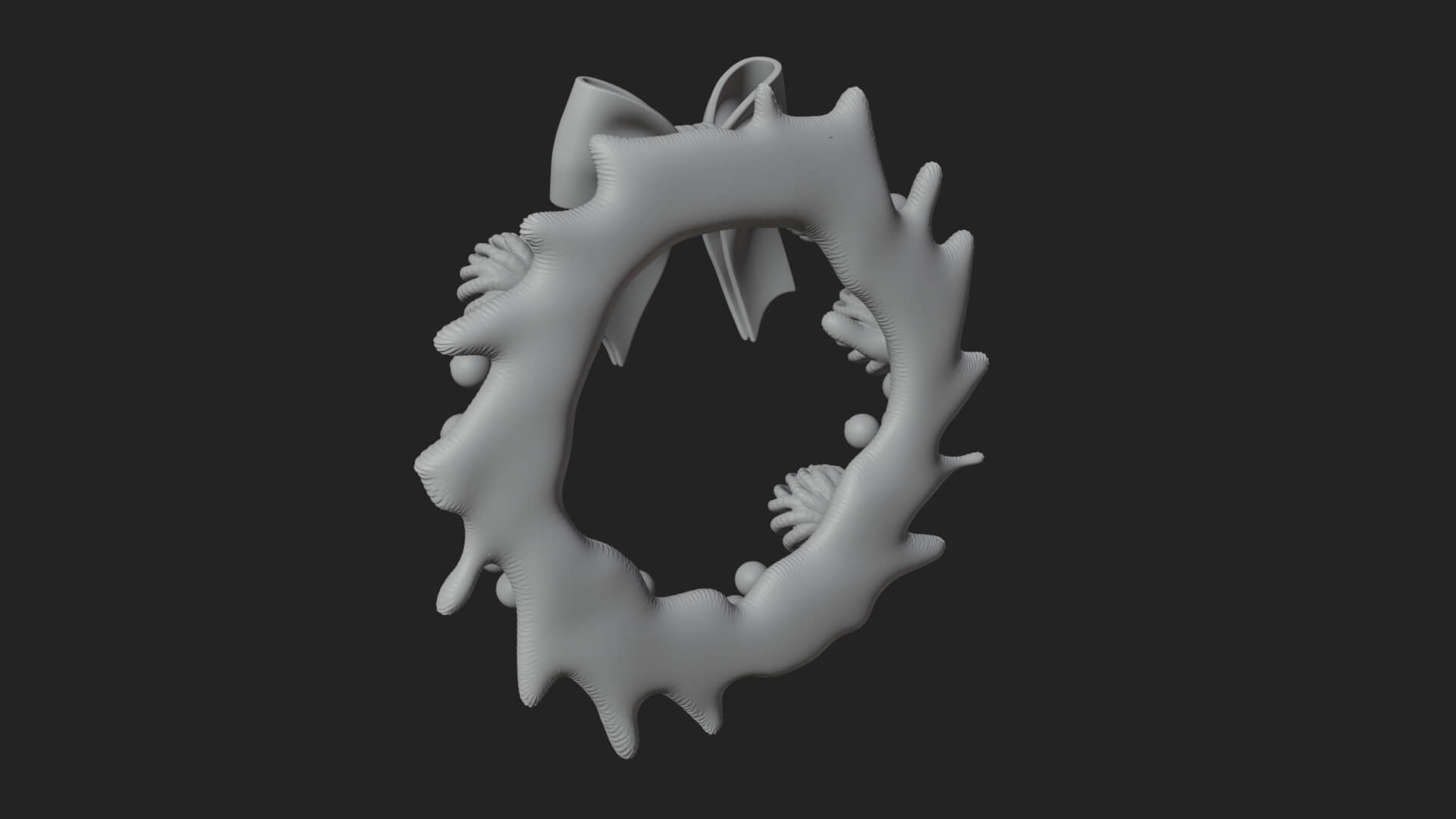 Pine Christmas Wreath Ornament Design 1 3D Print Model 3D Model