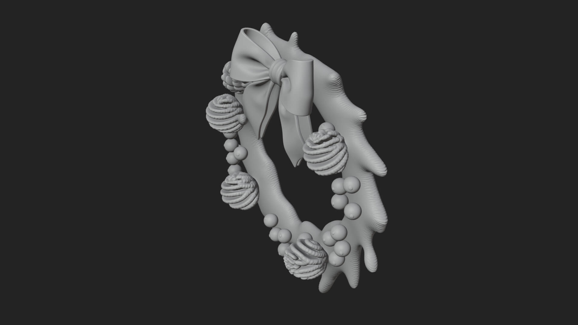 Pine Christmas Wreath Ornament Design 1 3D Print Model 3D Model