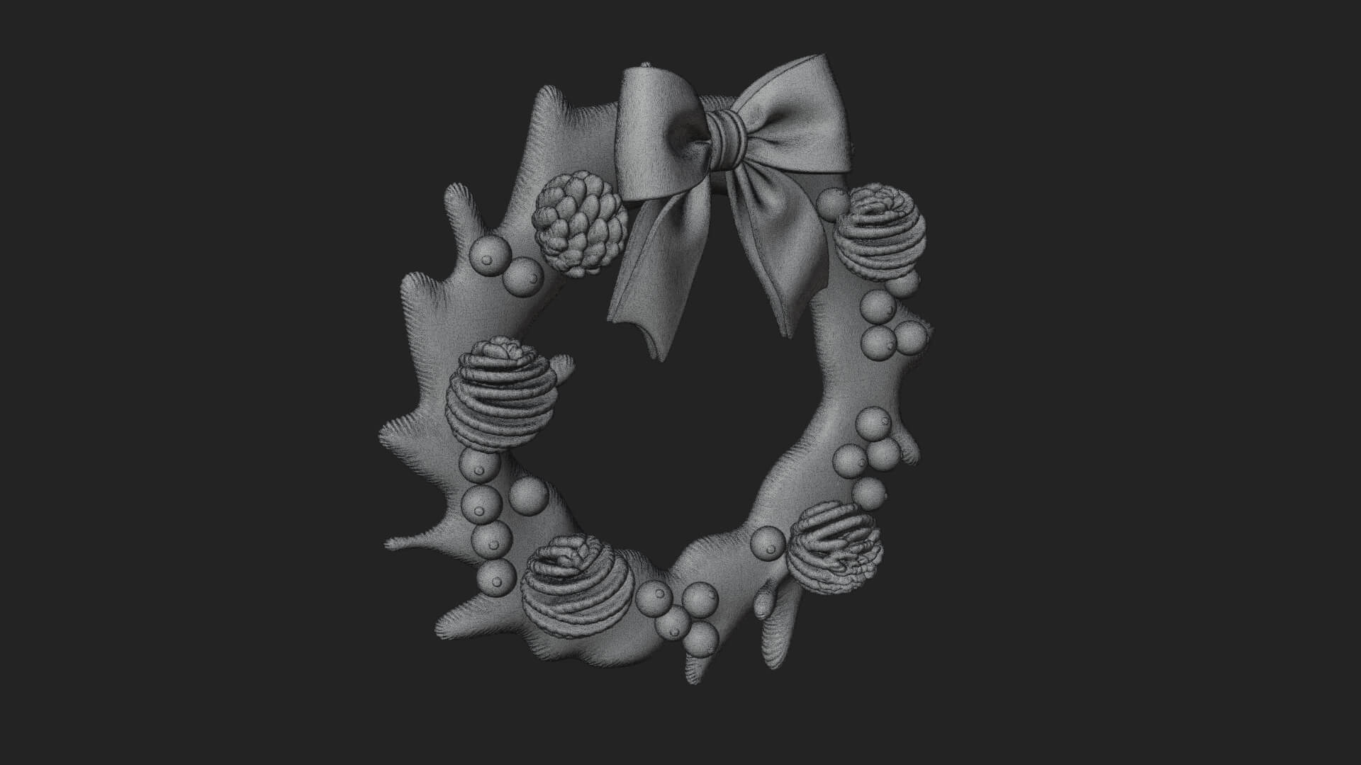 Pine Christmas Wreath Ornament Design 1 3D Print Model 3D Model