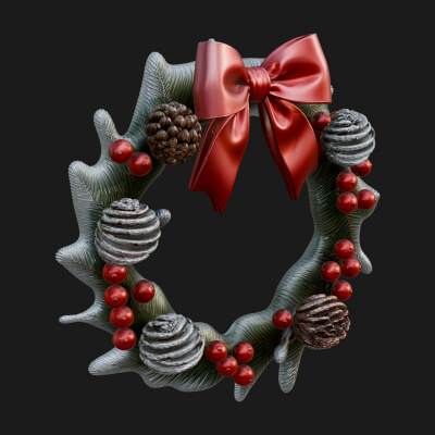 Pine Christmas Wreath Ornament Design 1 3D Print Model