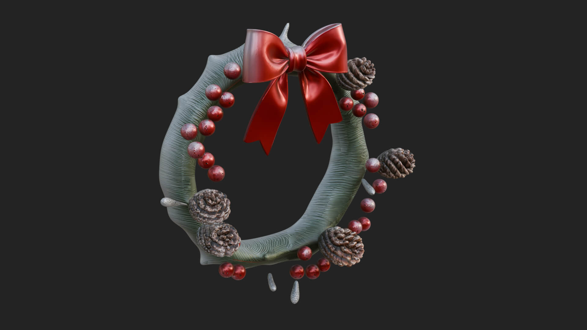 Pine Christmas Wreath Ornament Design 2 3D Print Model 3D Model