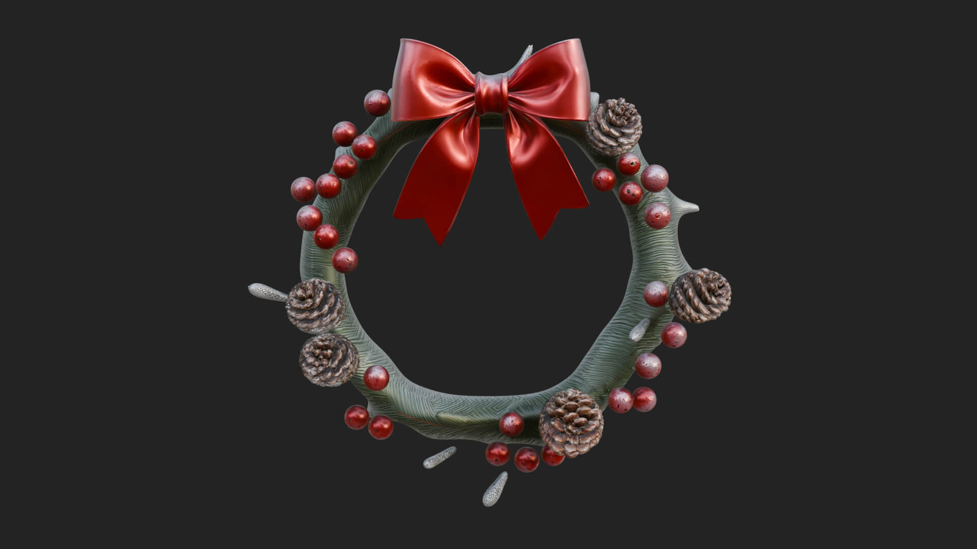 Pine Christmas Wreath Ornament Design 2 3D Print Model 3D Model