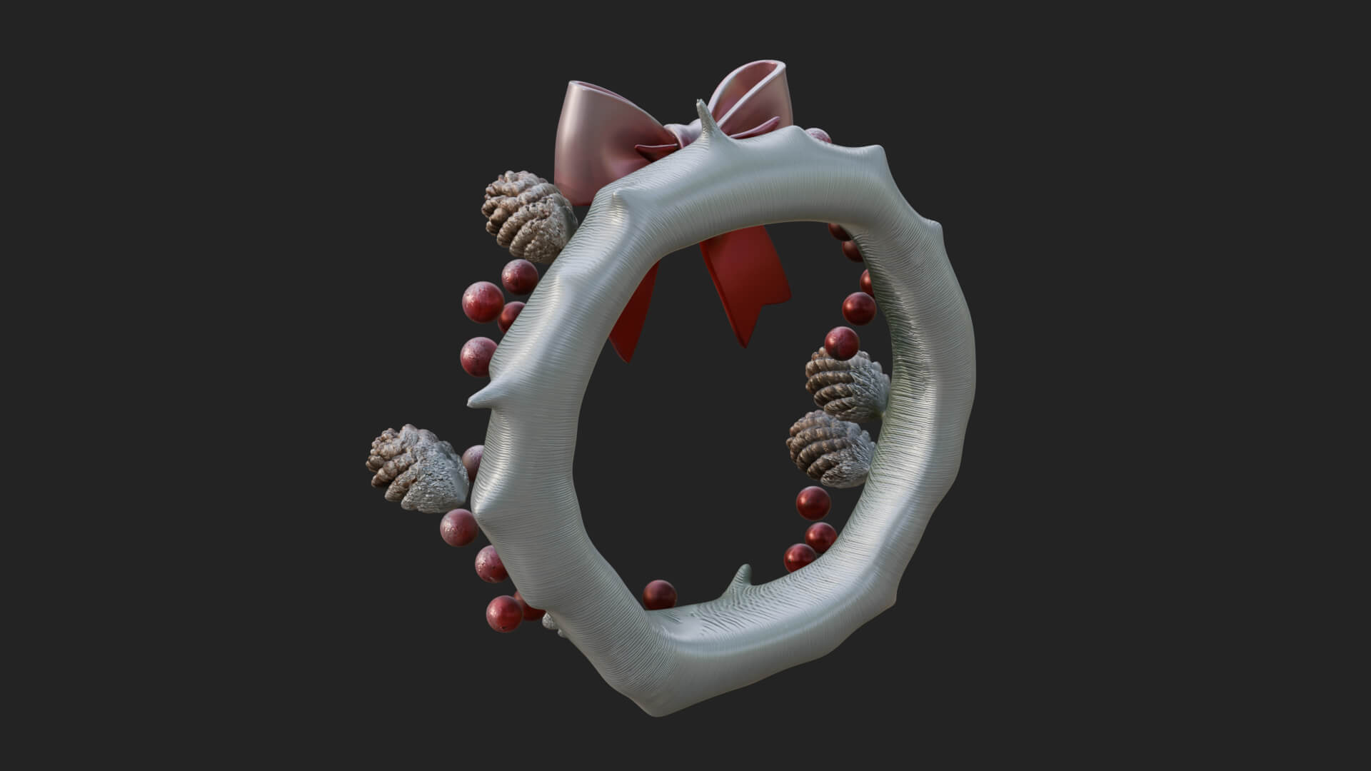 Pine Christmas Wreath Ornament Design 2 3D Print Model 3D Model