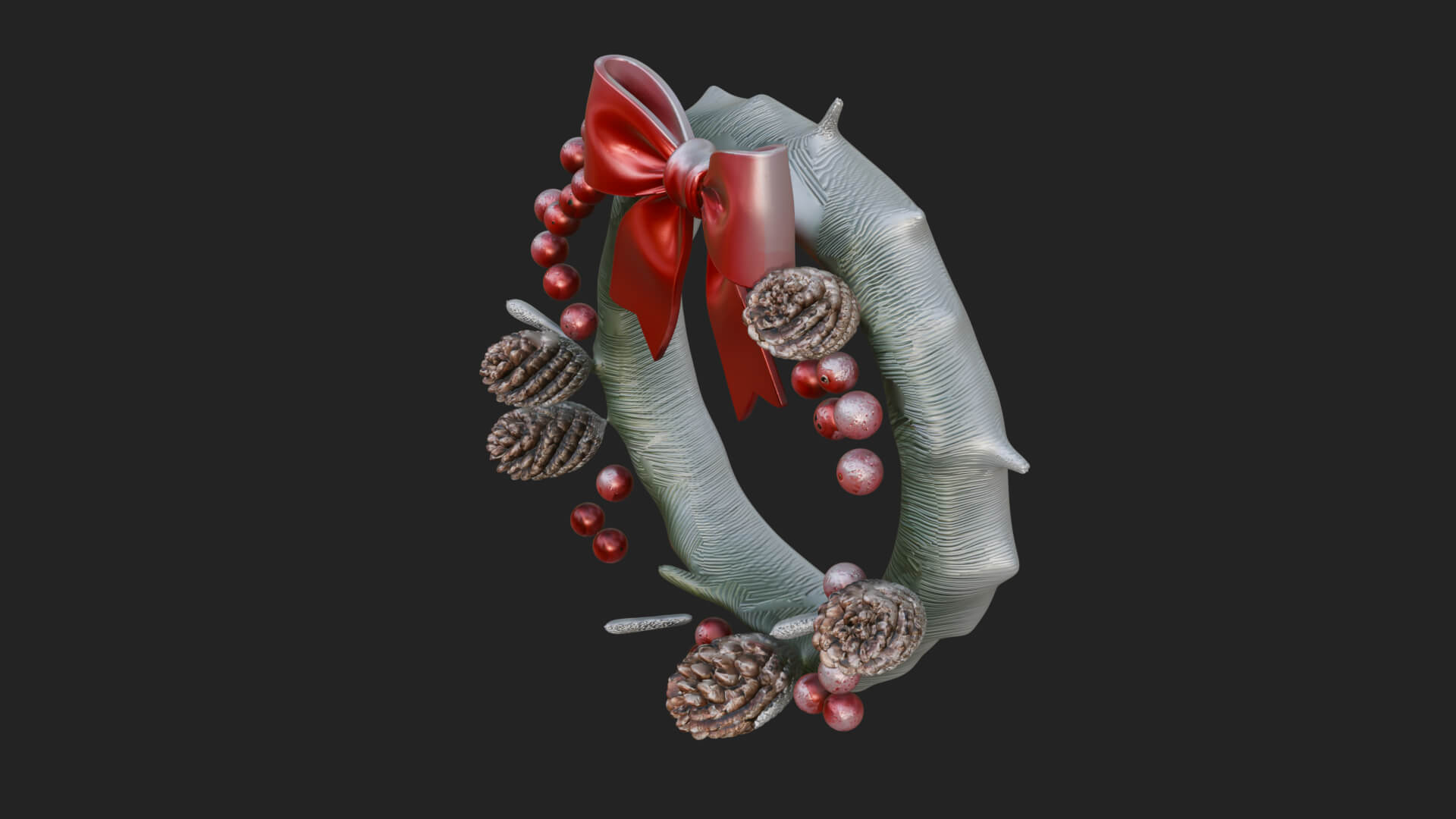 Pine Christmas Wreath Ornament Design 2 3D Print Model 3D Model