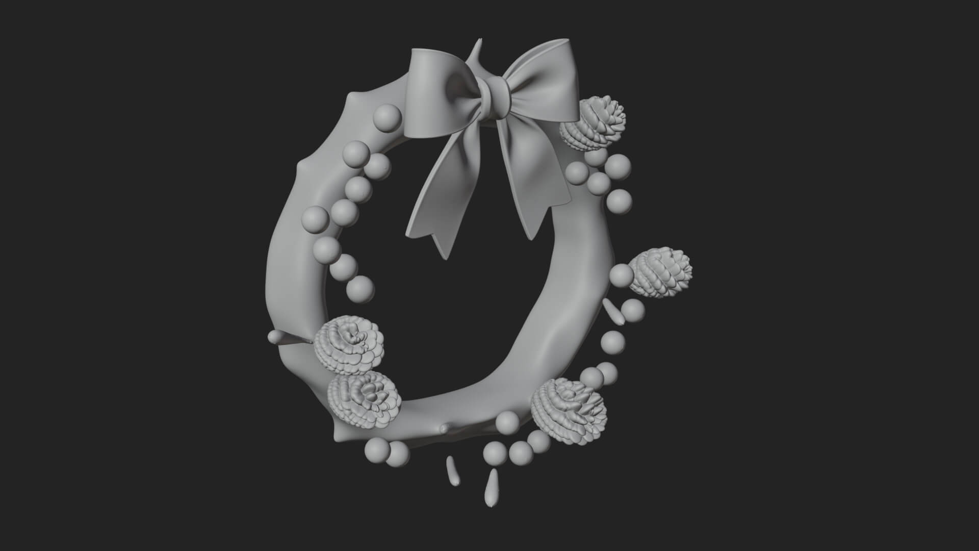 Pine Christmas Wreath Ornament Design 2 3D Print Model 3D Model