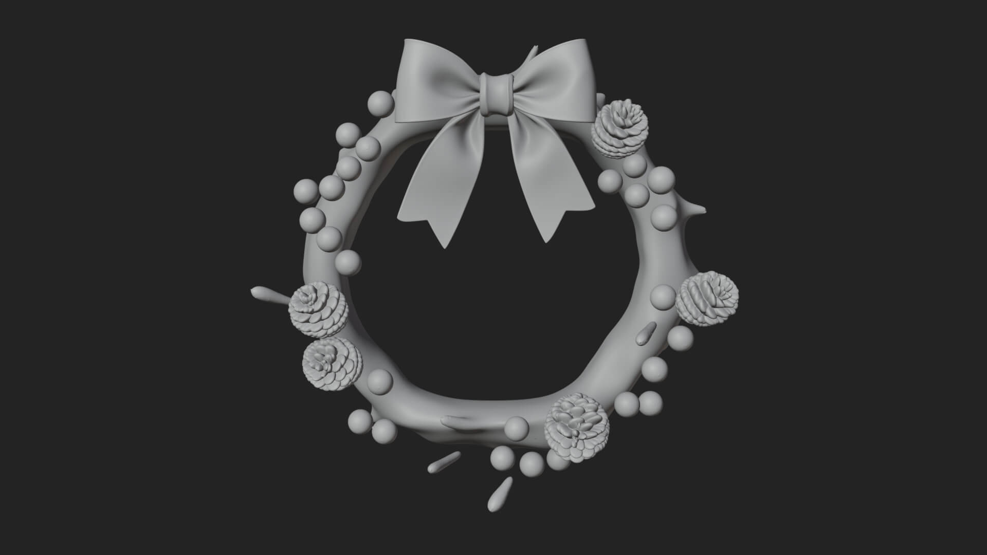 Pine Christmas Wreath Ornament Design 2 3D Print Model 3D Model