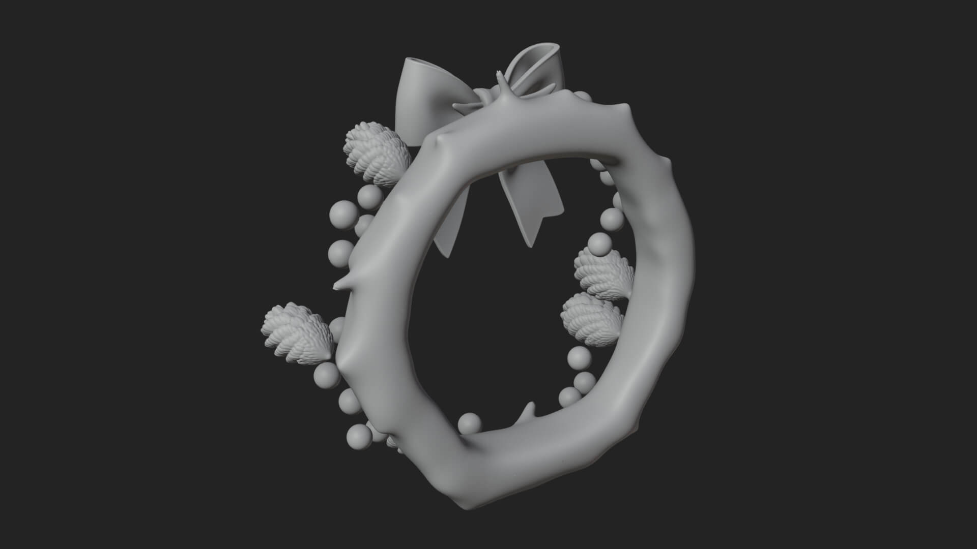 Pine Christmas Wreath Ornament Design 2 3D Print Model 3D Model