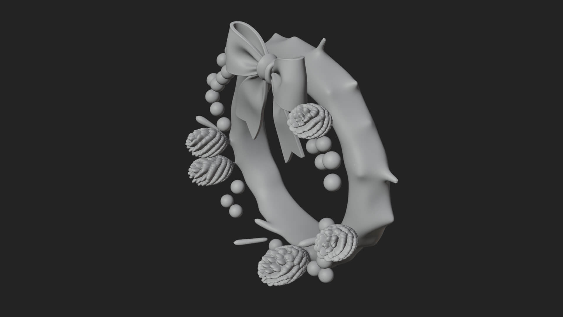 Pine Christmas Wreath Ornament Design 2 3D Print Model 3D Model