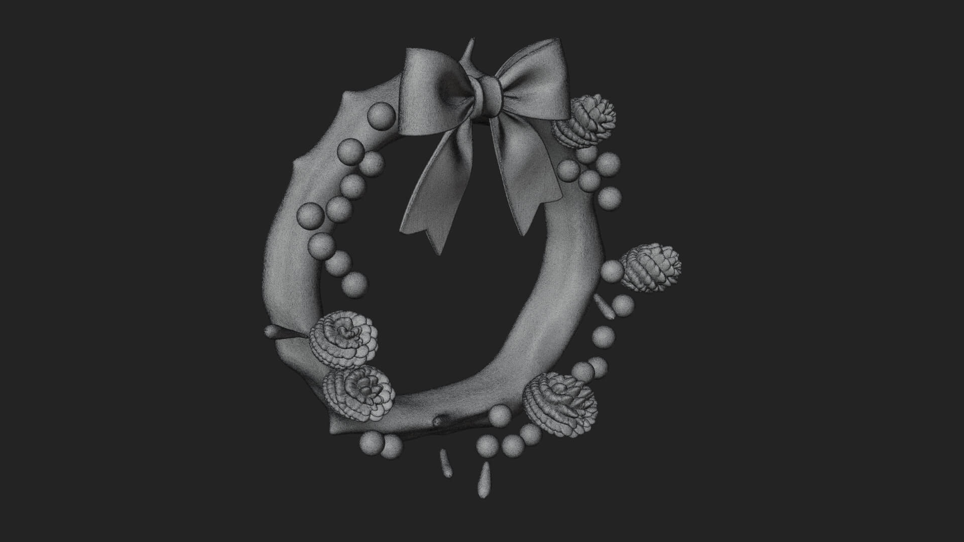 Pine Christmas Wreath Ornament Design 2 3D Print Model 3D Model