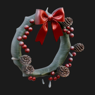 Pine Christmas Wreath Ornament Design 2 3D Print Model