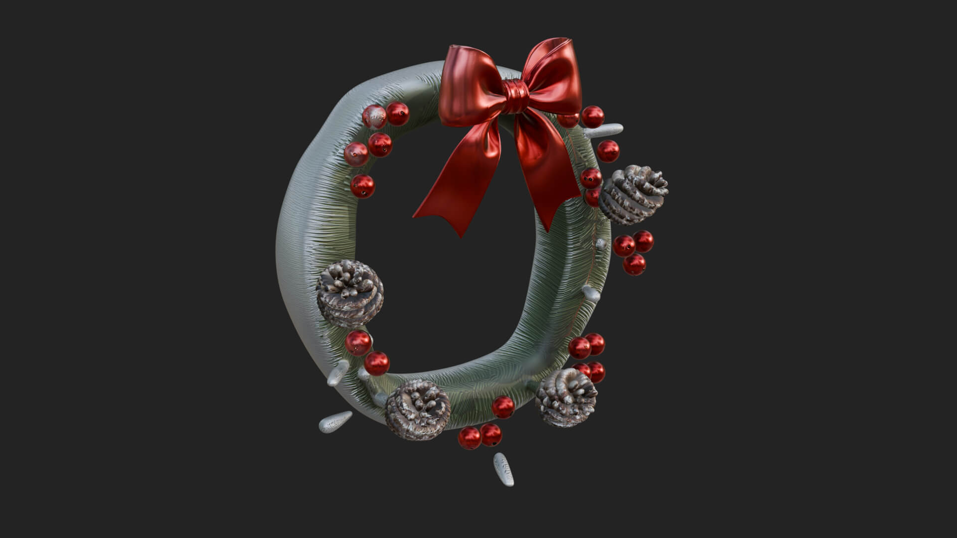 Pine Christmas Wreath Ornament Design 3 3D Print Model 3D Model