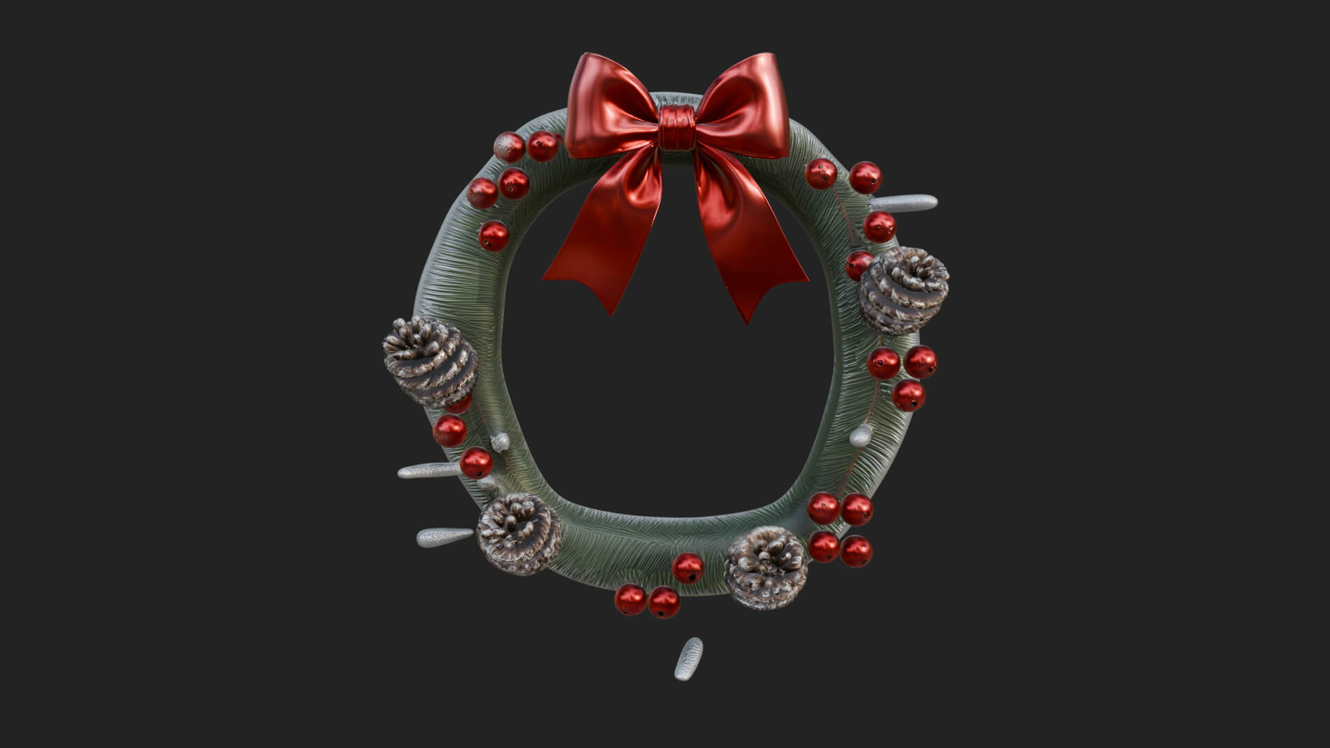 Pine Christmas Wreath Ornament Design 3 3D Print Model 3D Model