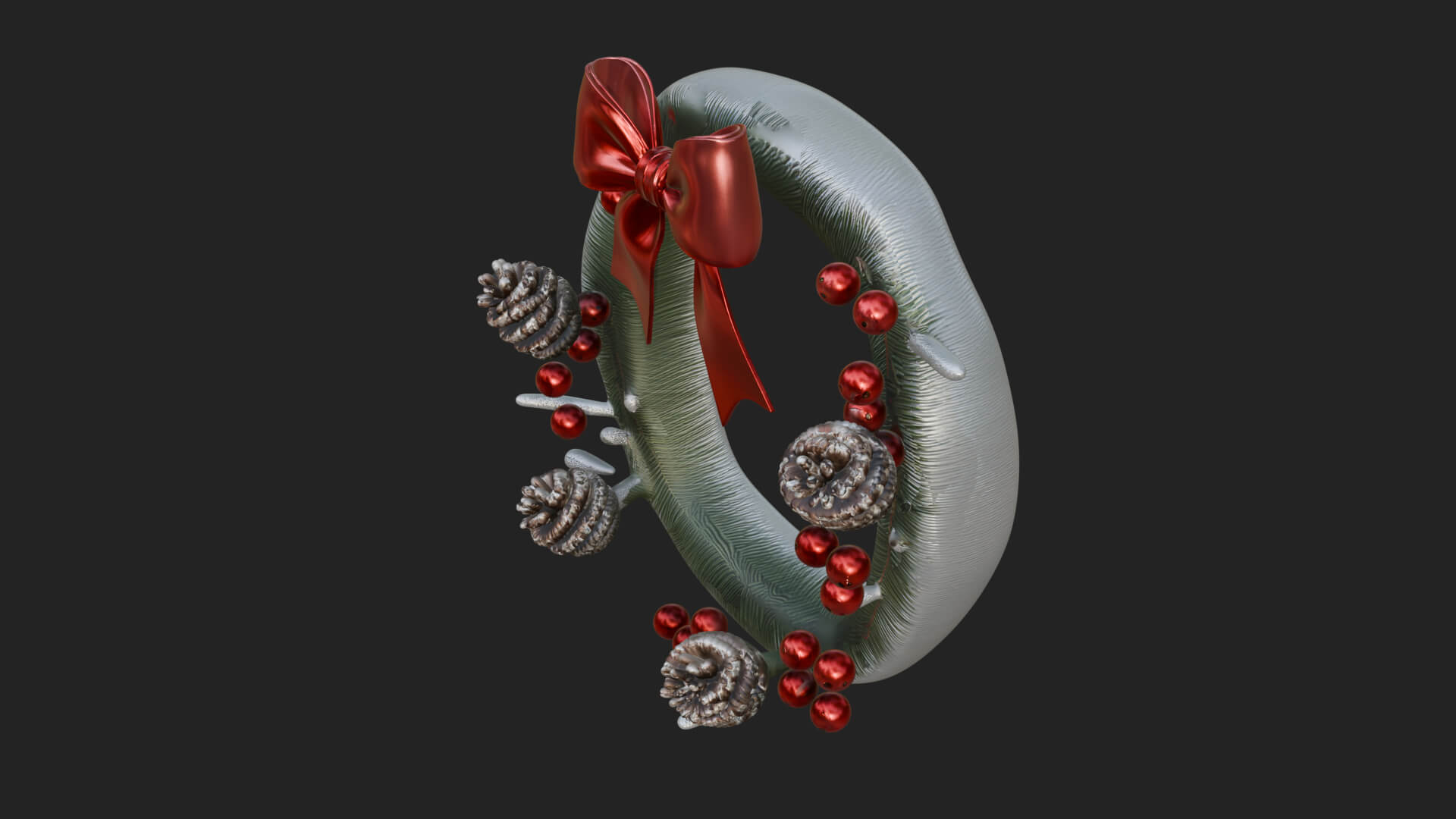 Pine Christmas Wreath Ornament Design 3 3D Print Model 3D Model