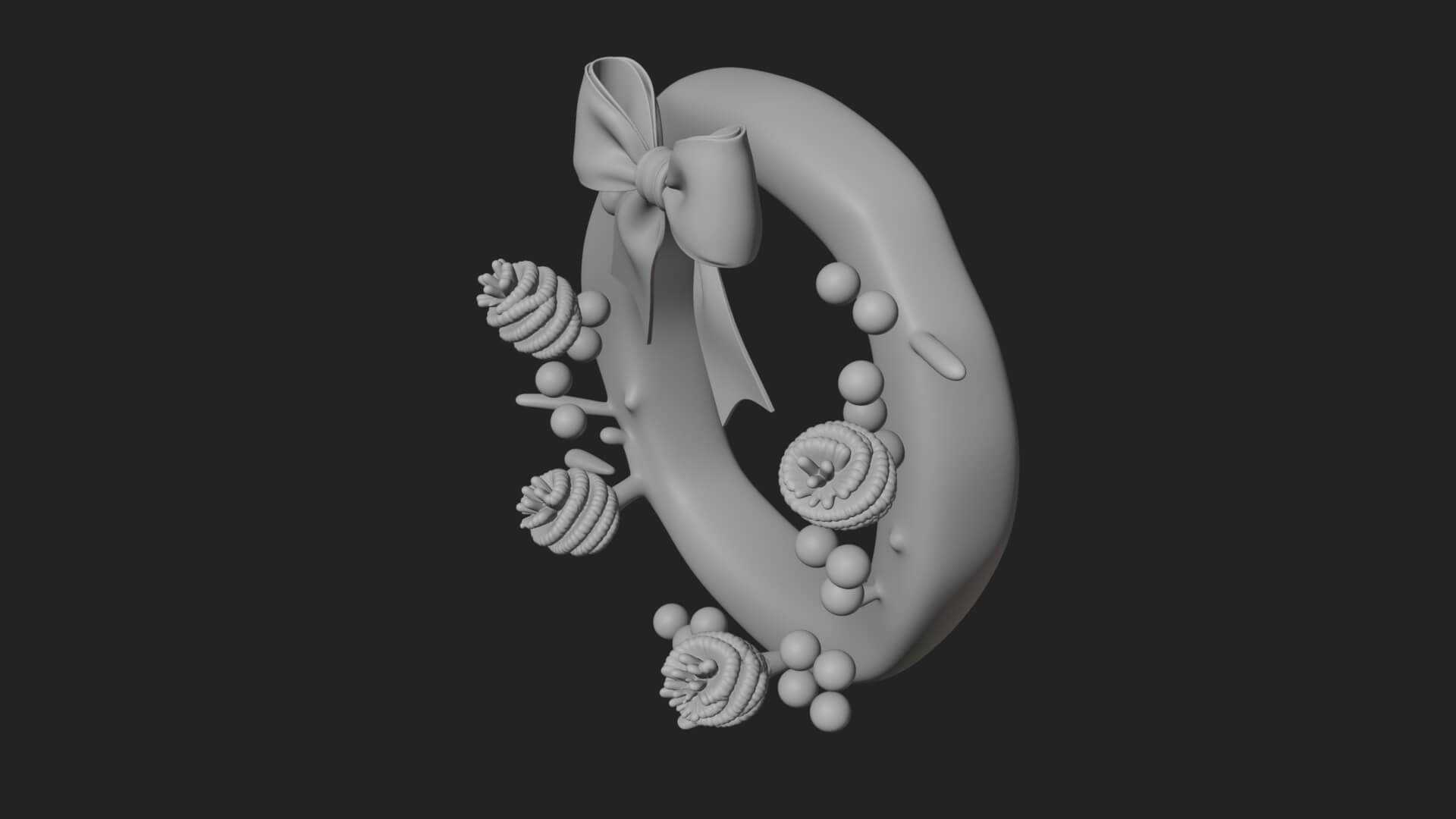 Pine Christmas Wreath Ornament Design 3 3D Print Model 3D Model