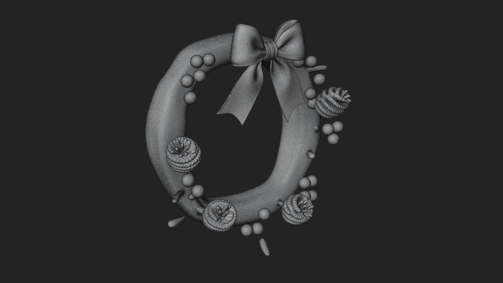 Pine Christmas Wreath Ornament Design 3 3D Print Model 3D Model