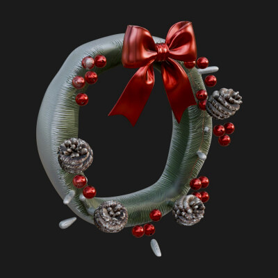 Pine Christmas Wreath Ornament Design 3 3D Print Model