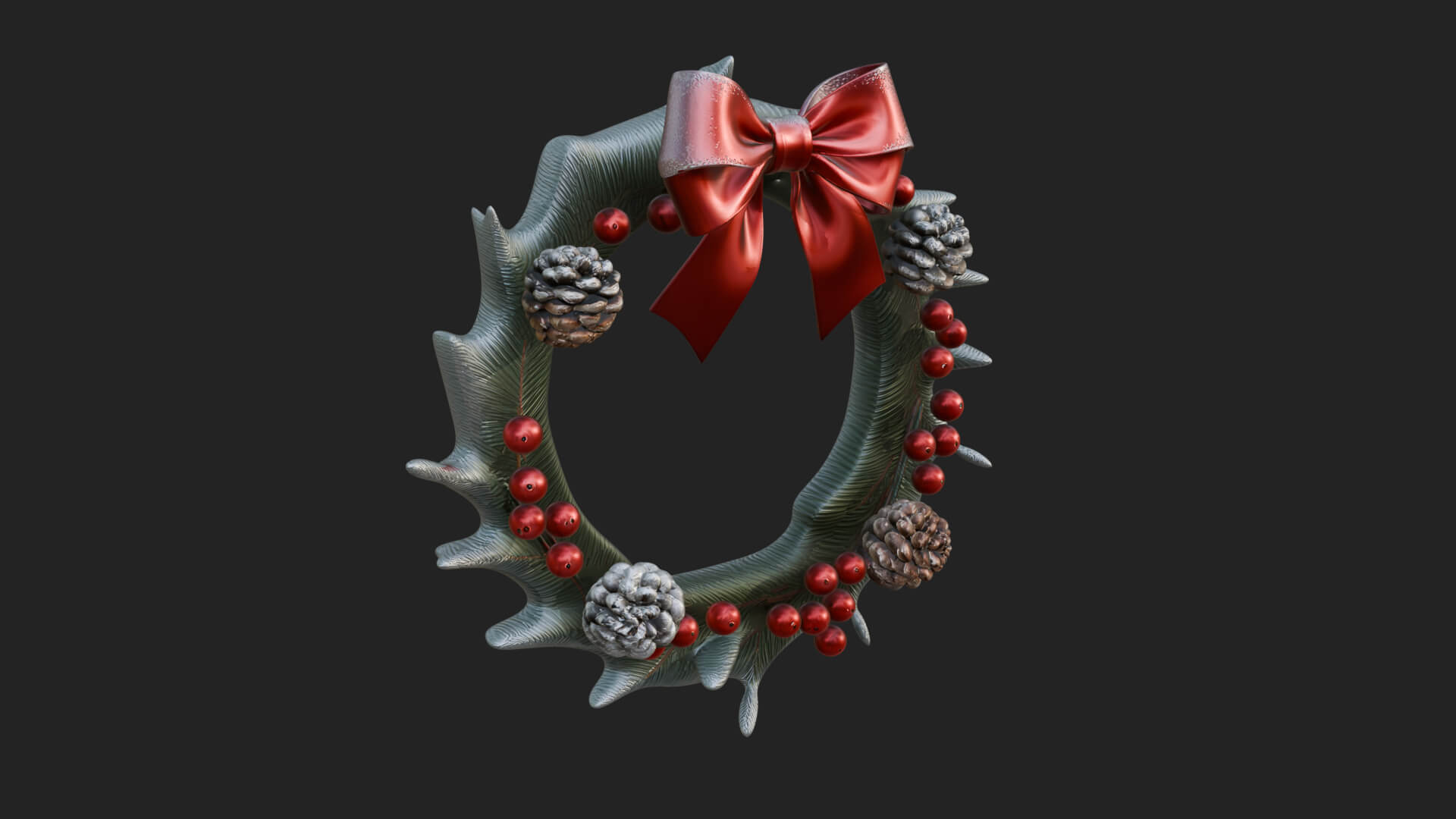 Pine Christmas Wreath Ornament Design 4 3D Print Model 3D Model