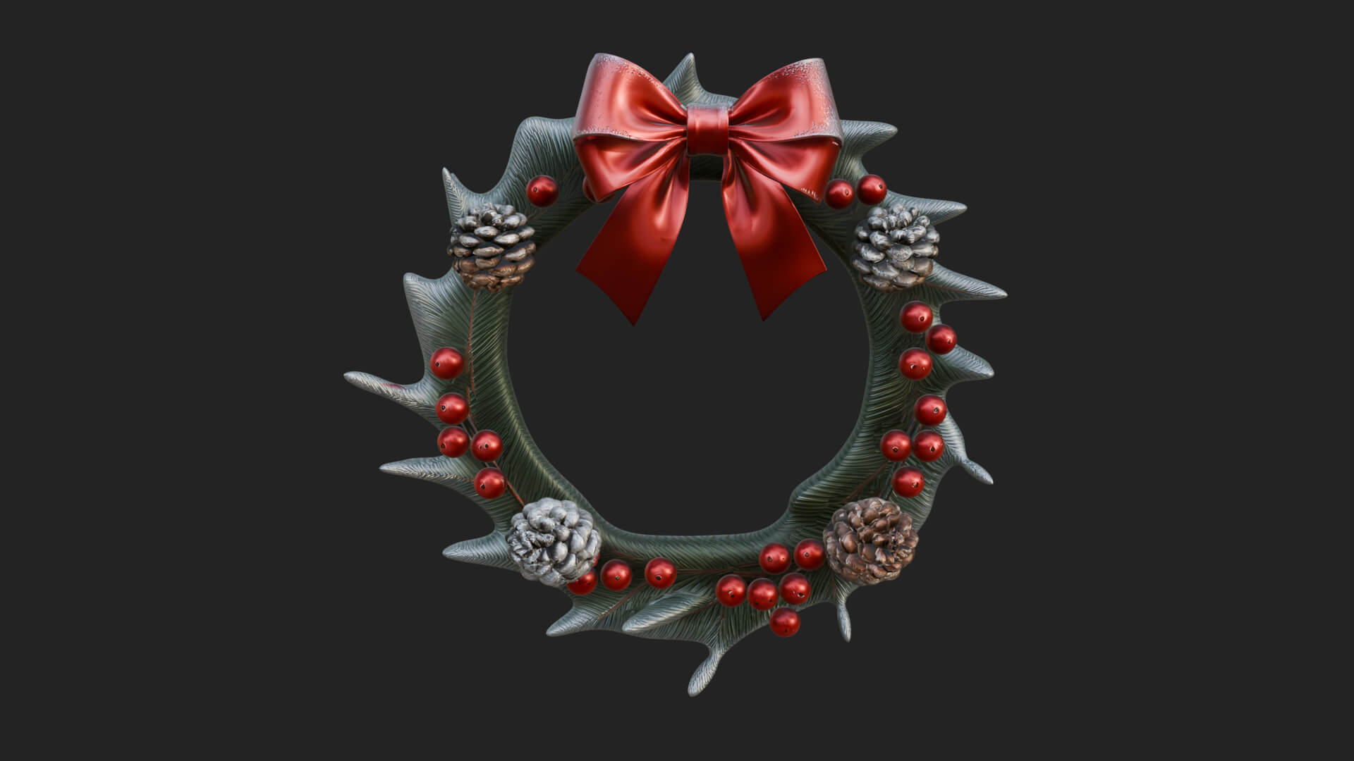 Pine Christmas Wreath Ornament Design 4 3D Print Model 3D Model