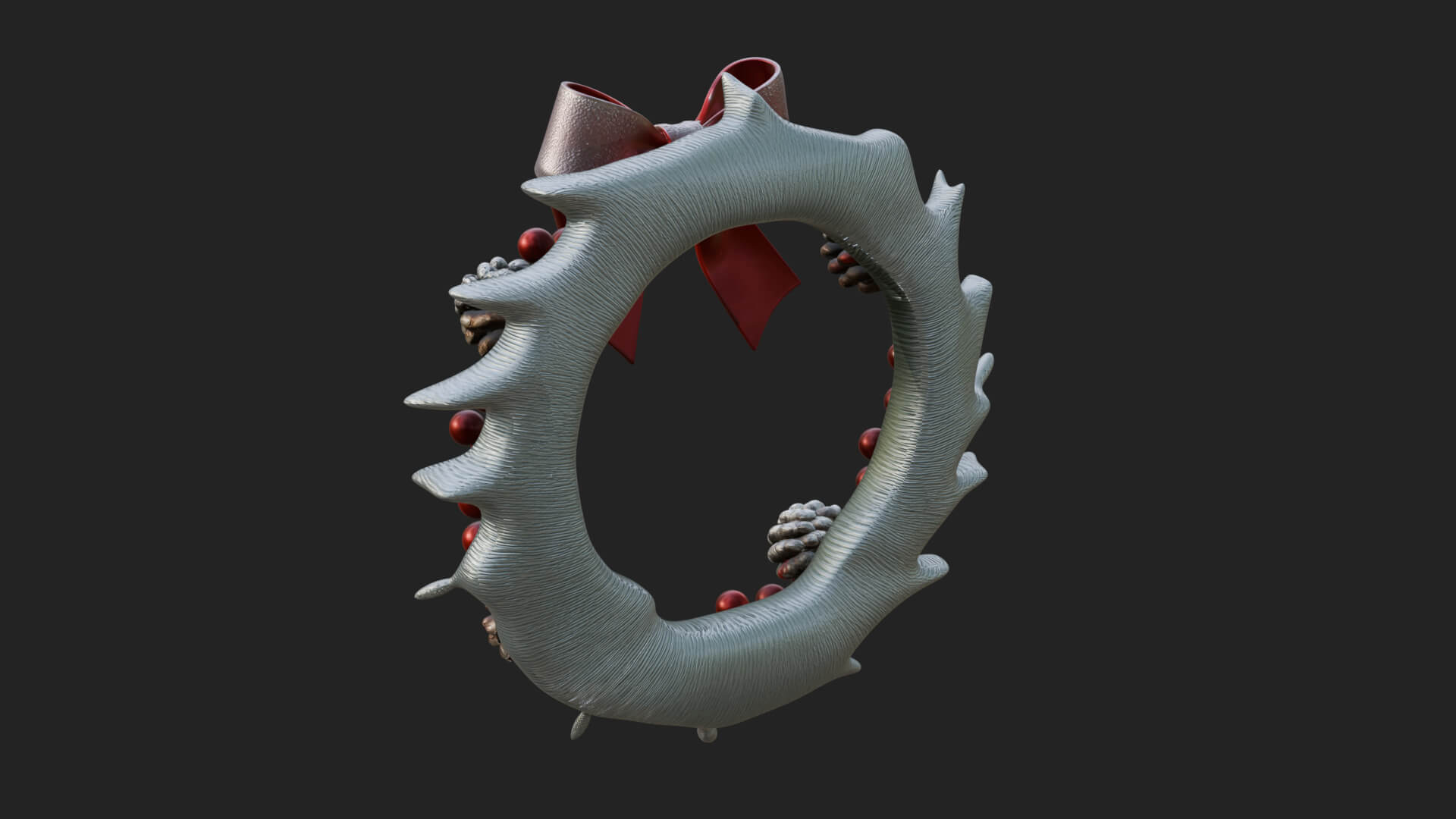 Pine Christmas Wreath Ornament Design 4 3D Print Model 3D Model
