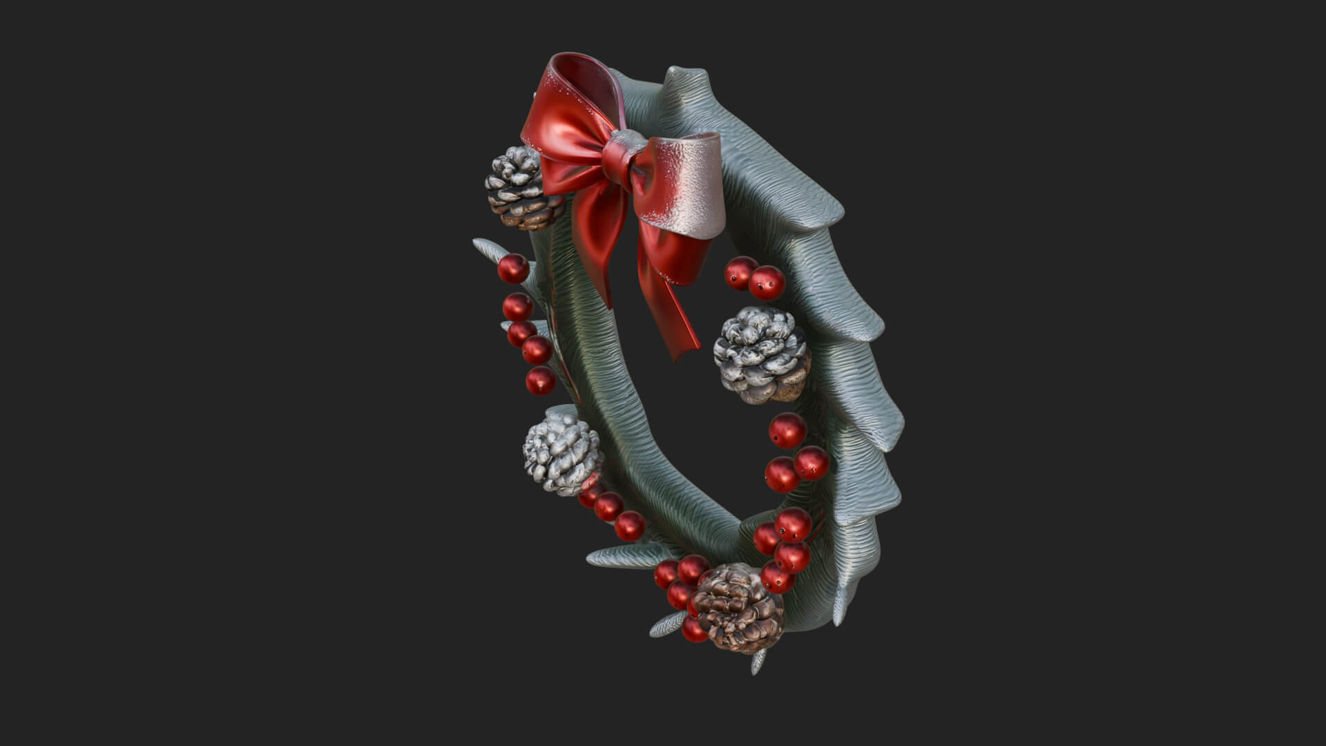 Pine Christmas Wreath Ornament Design 4 3D Print Model 3D Model