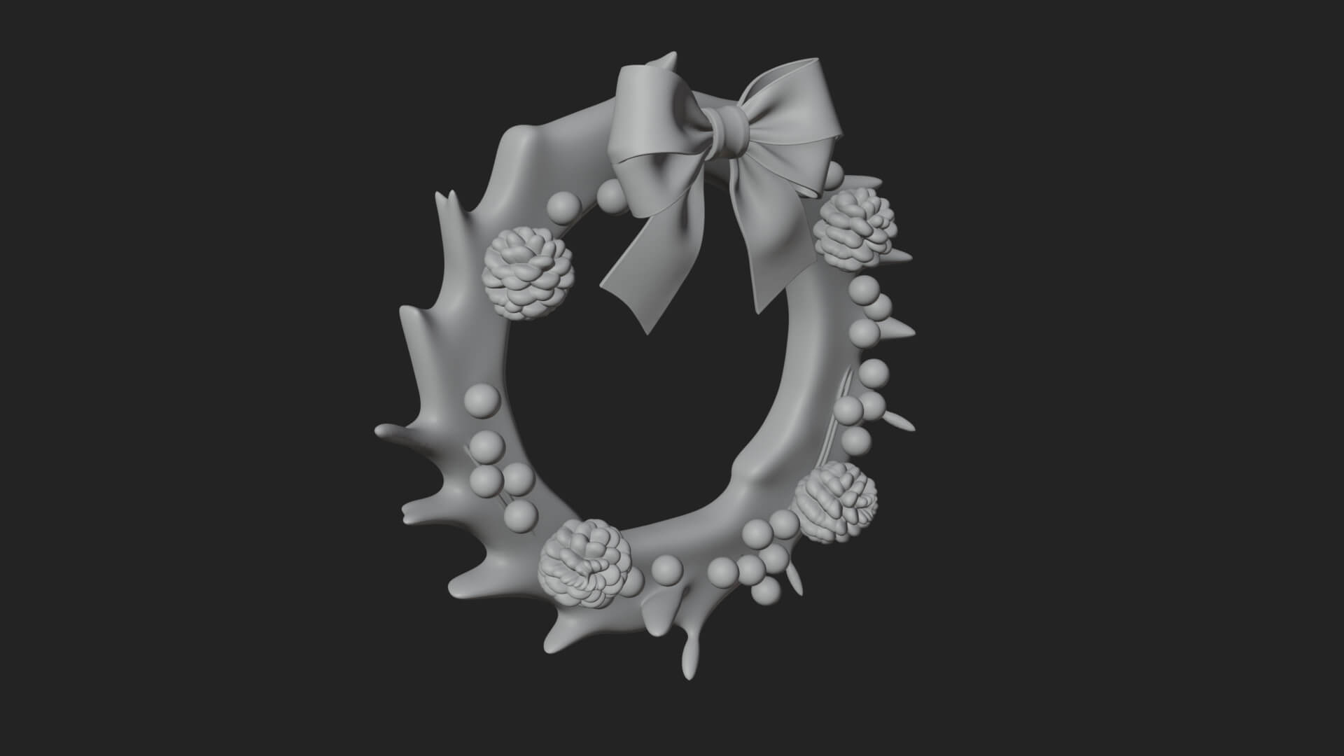Pine Christmas Wreath Ornament Design 4 3D Print Model 3D Model