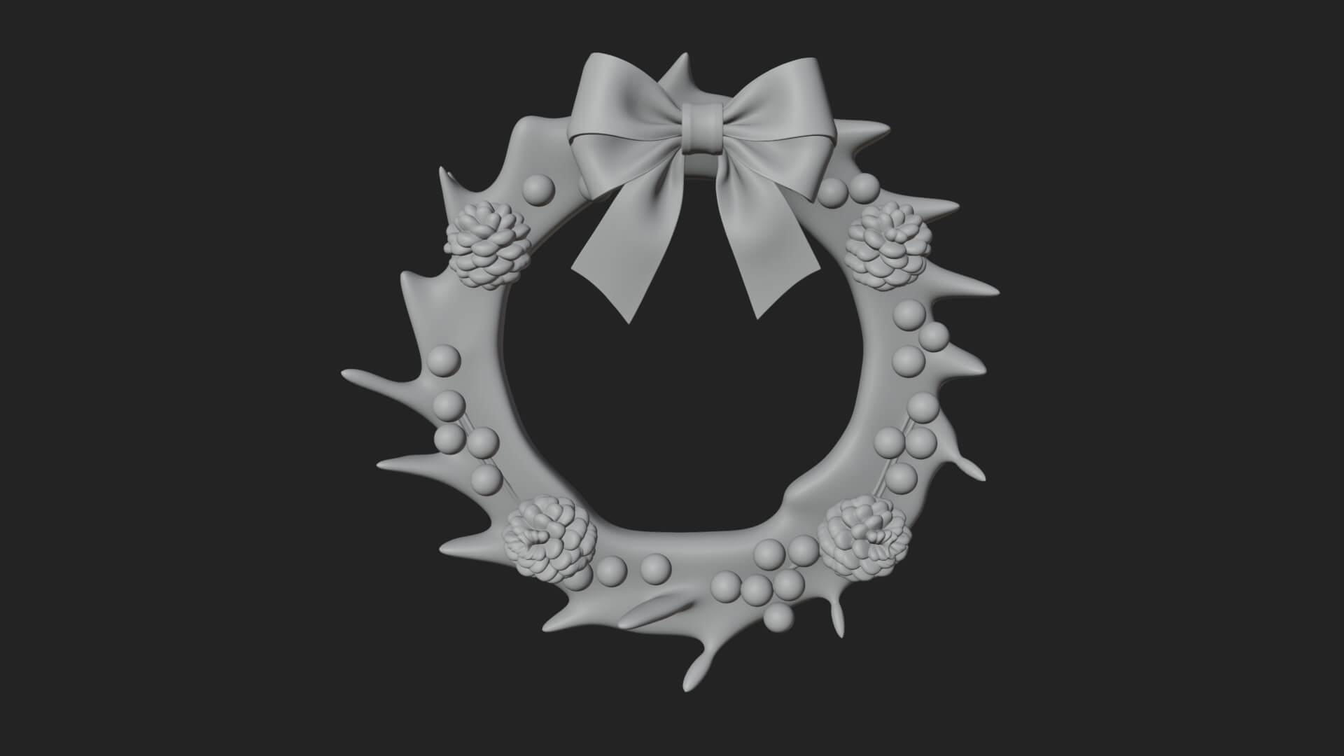 Pine Christmas Wreath Ornament Design 4 3D Print Model 3D Model