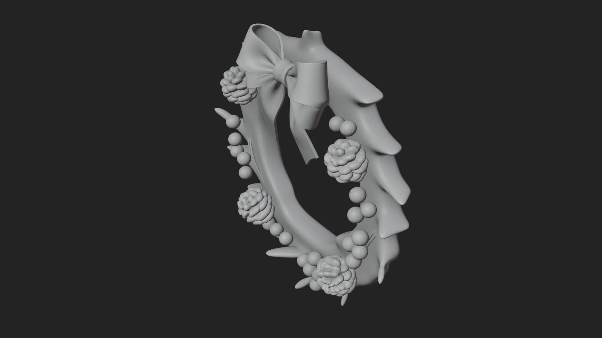 Pine Christmas Wreath Ornament Design 4 3D Print Model 3D Model