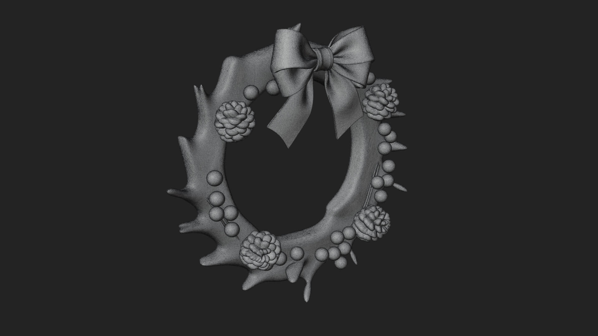 Pine Christmas Wreath Ornament Design 4 3D Print Model 3D Model