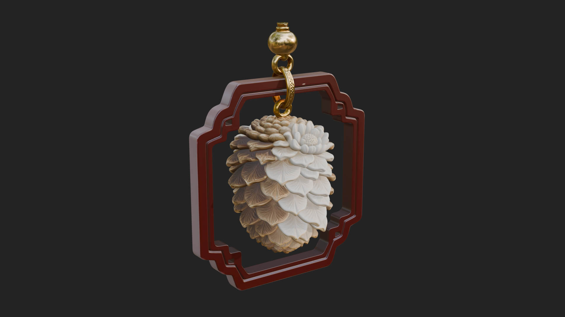 Pine Cone Frame Ornament Design 1 3D Print Model 3D Model