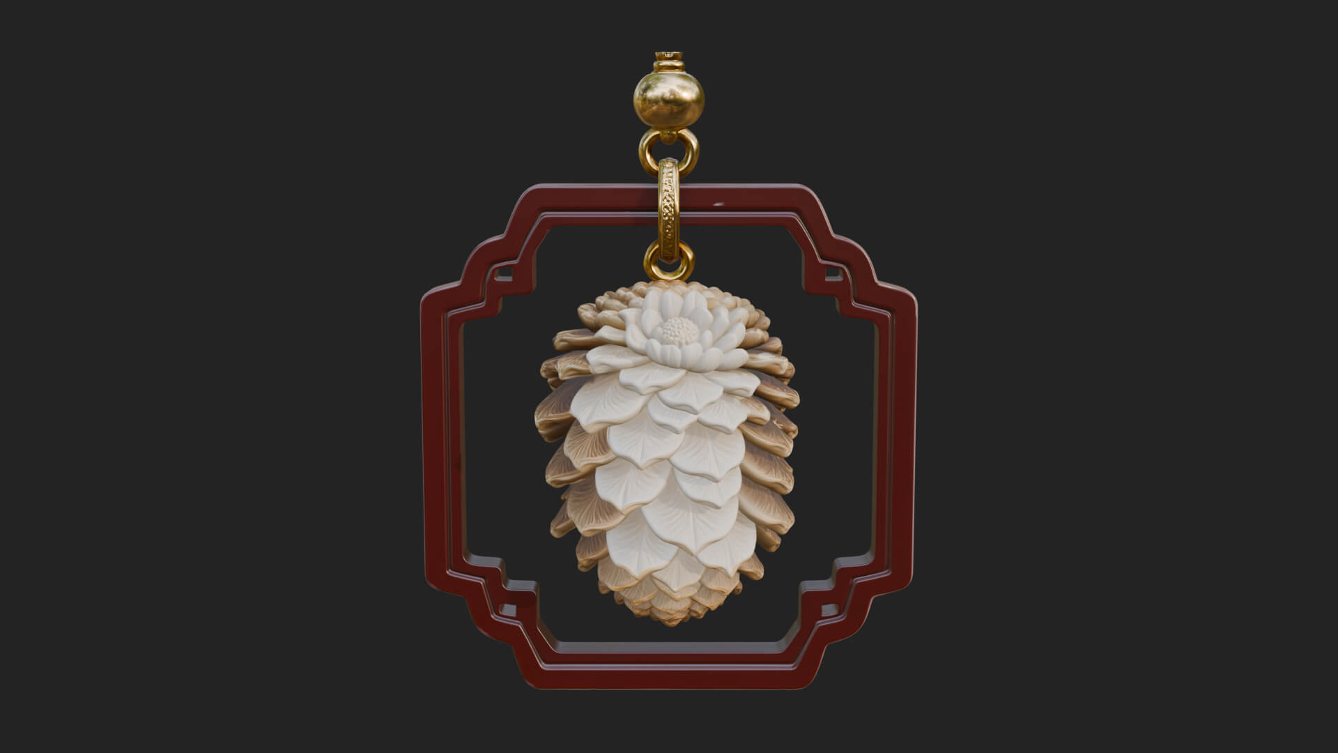 Pine Cone Frame Ornament Design 1 3D Print Model 3D Model