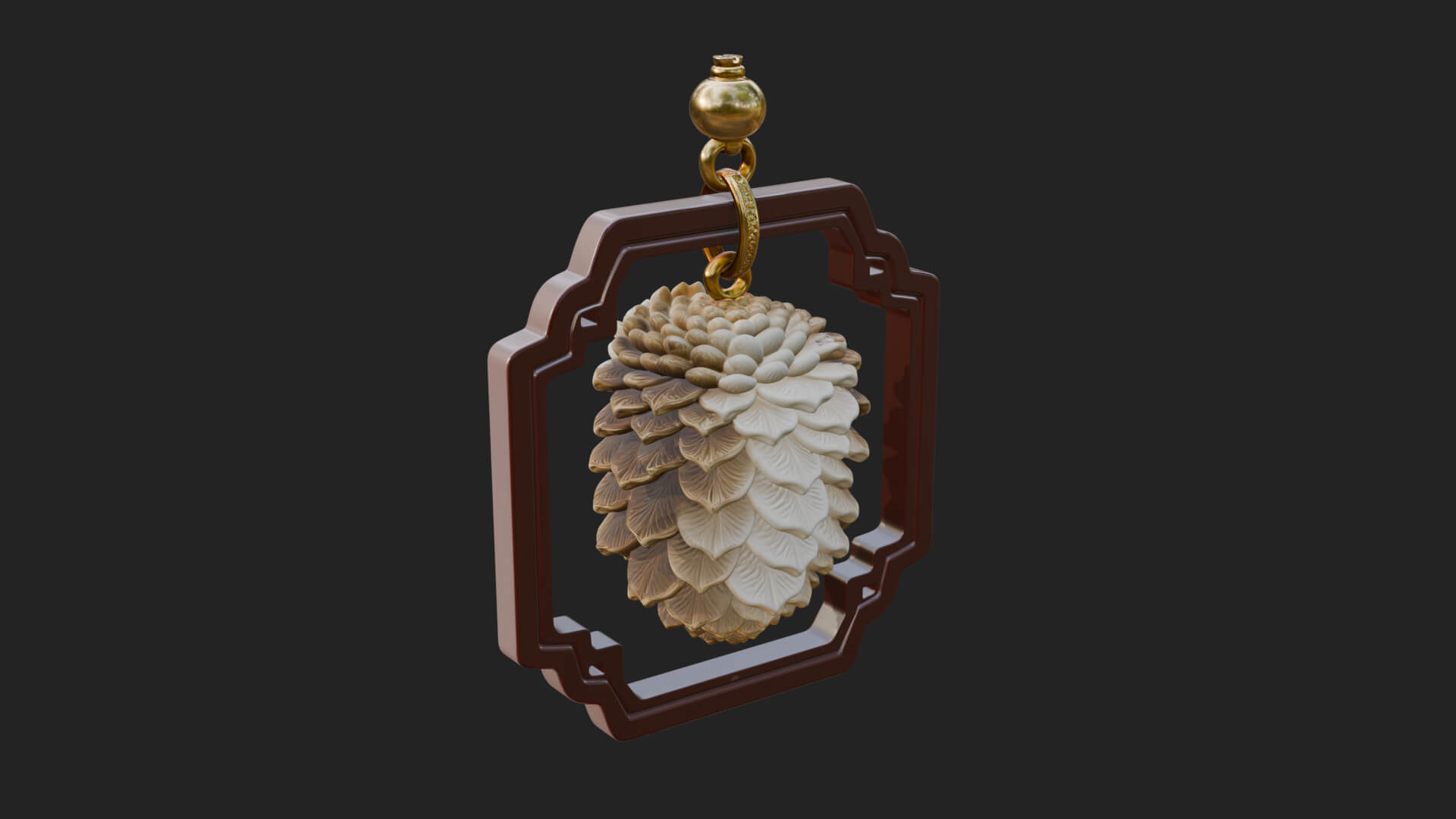 Pine Cone Frame Ornament Design 1 3D Print Model 3D Model