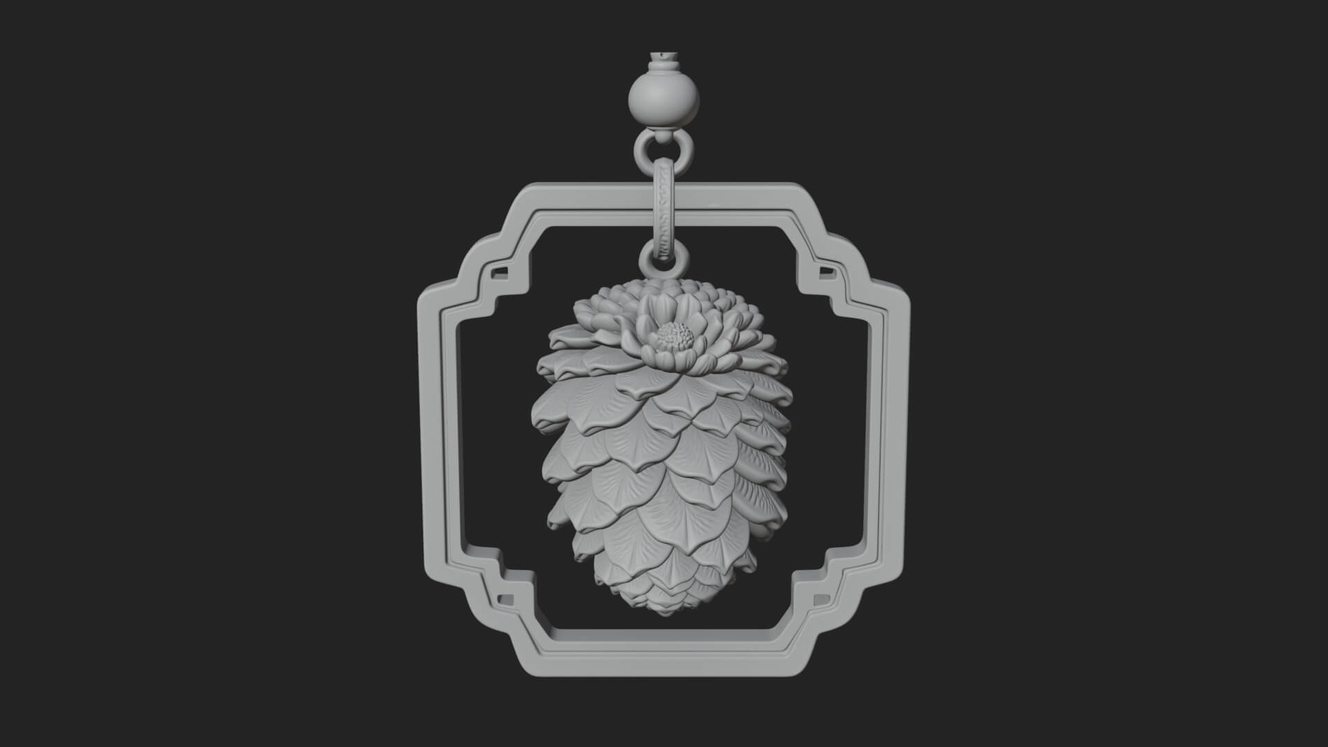 Pine Cone Frame Ornament Design 1 3D Print Model 3D Model