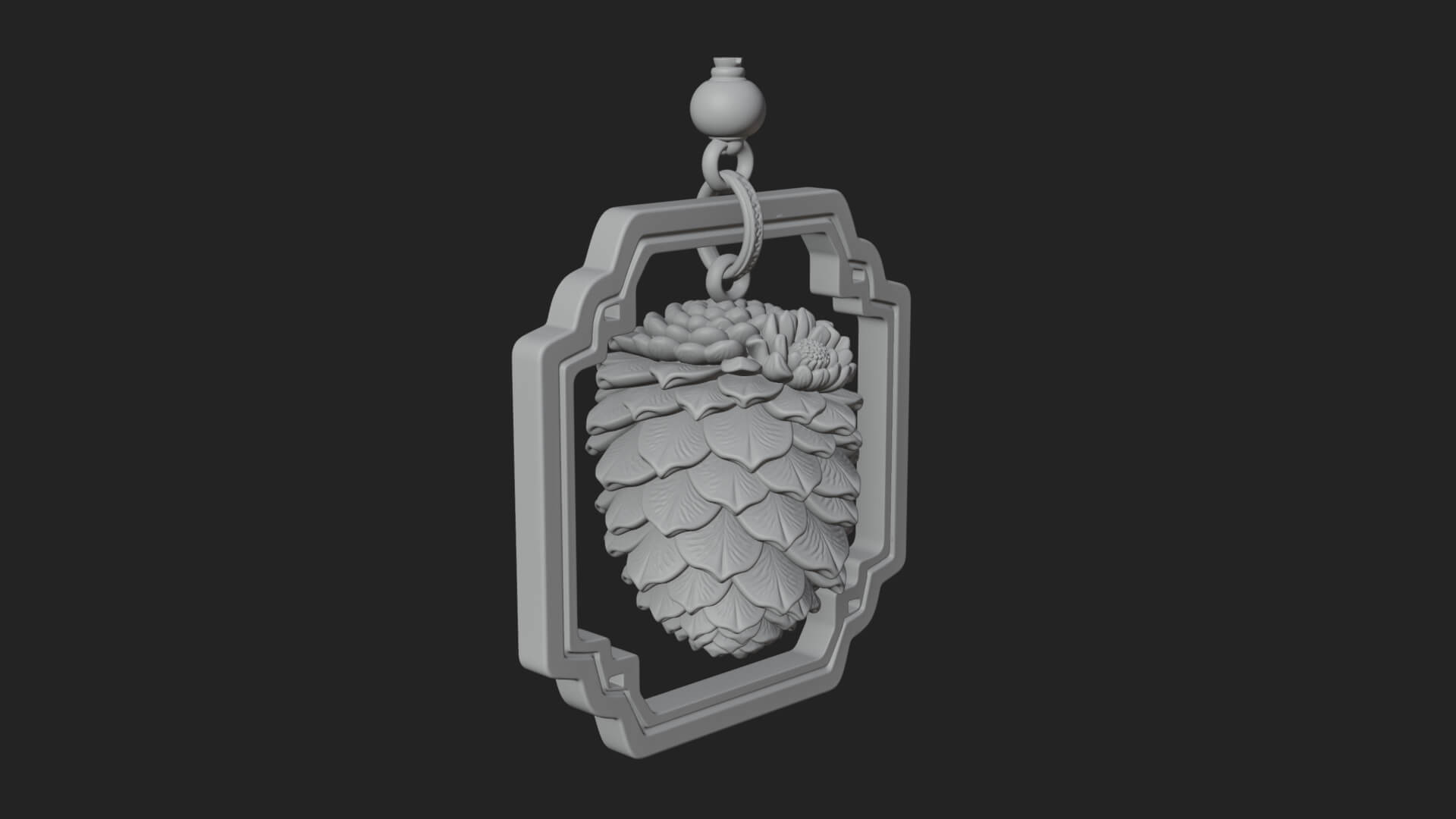 Pine Cone Frame Ornament Design 1 3D Print Model 3D Model
