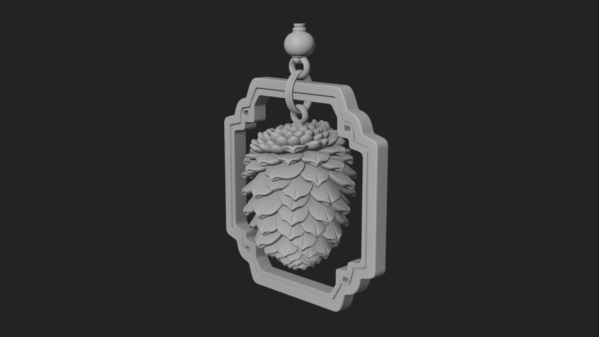 Pine Cone Frame Ornament Design 1 3D Print Model 3D Model
