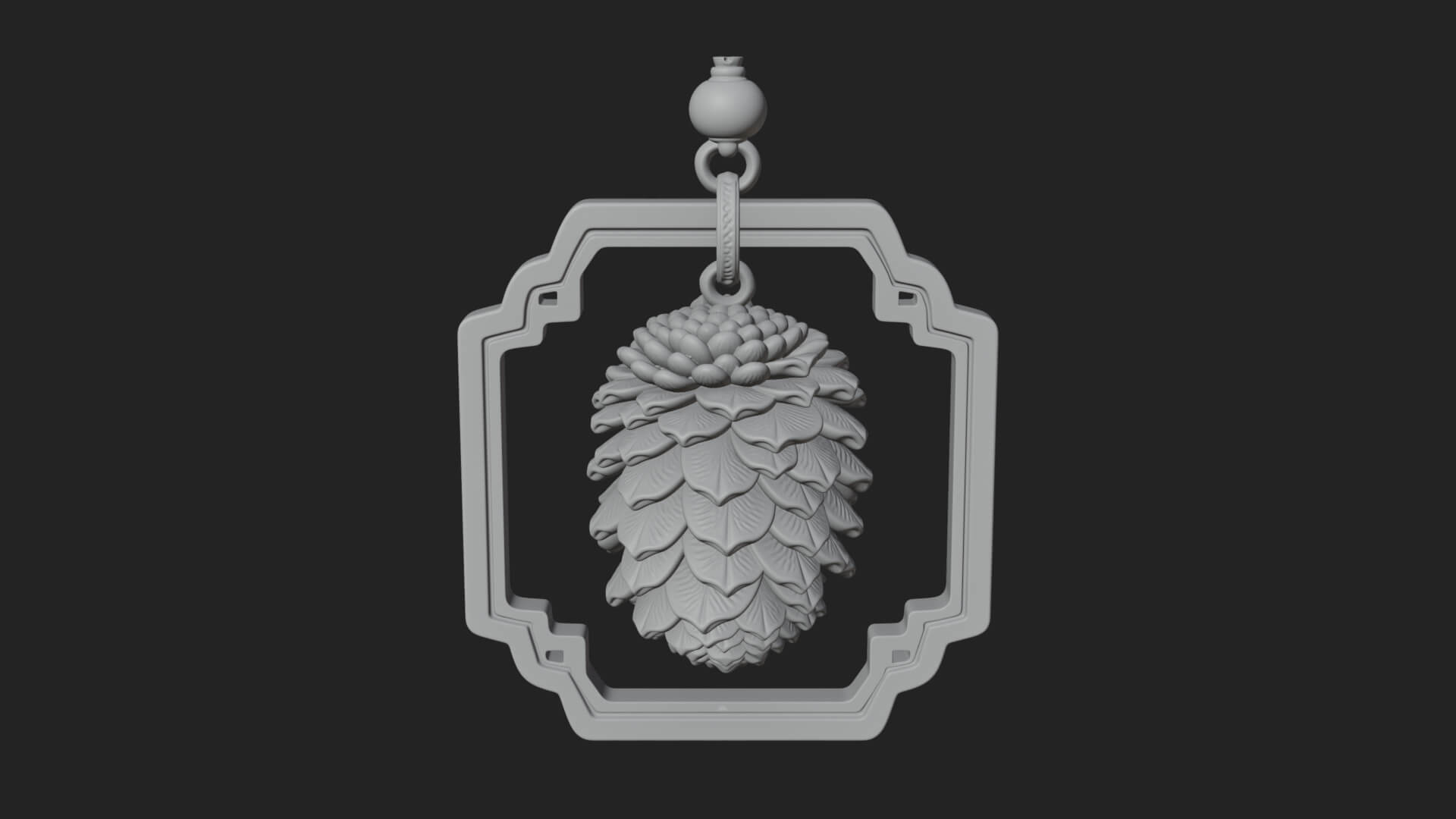 Pine Cone Frame Ornament Design 1 3D Print Model 3D Model