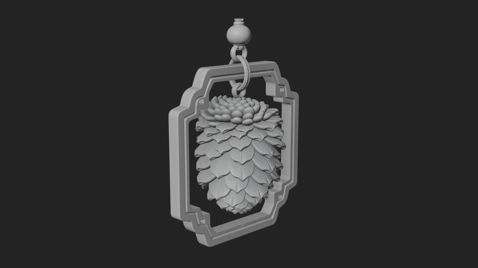Pine Cone Frame Ornament Design 1 3D Print Model 3D Model