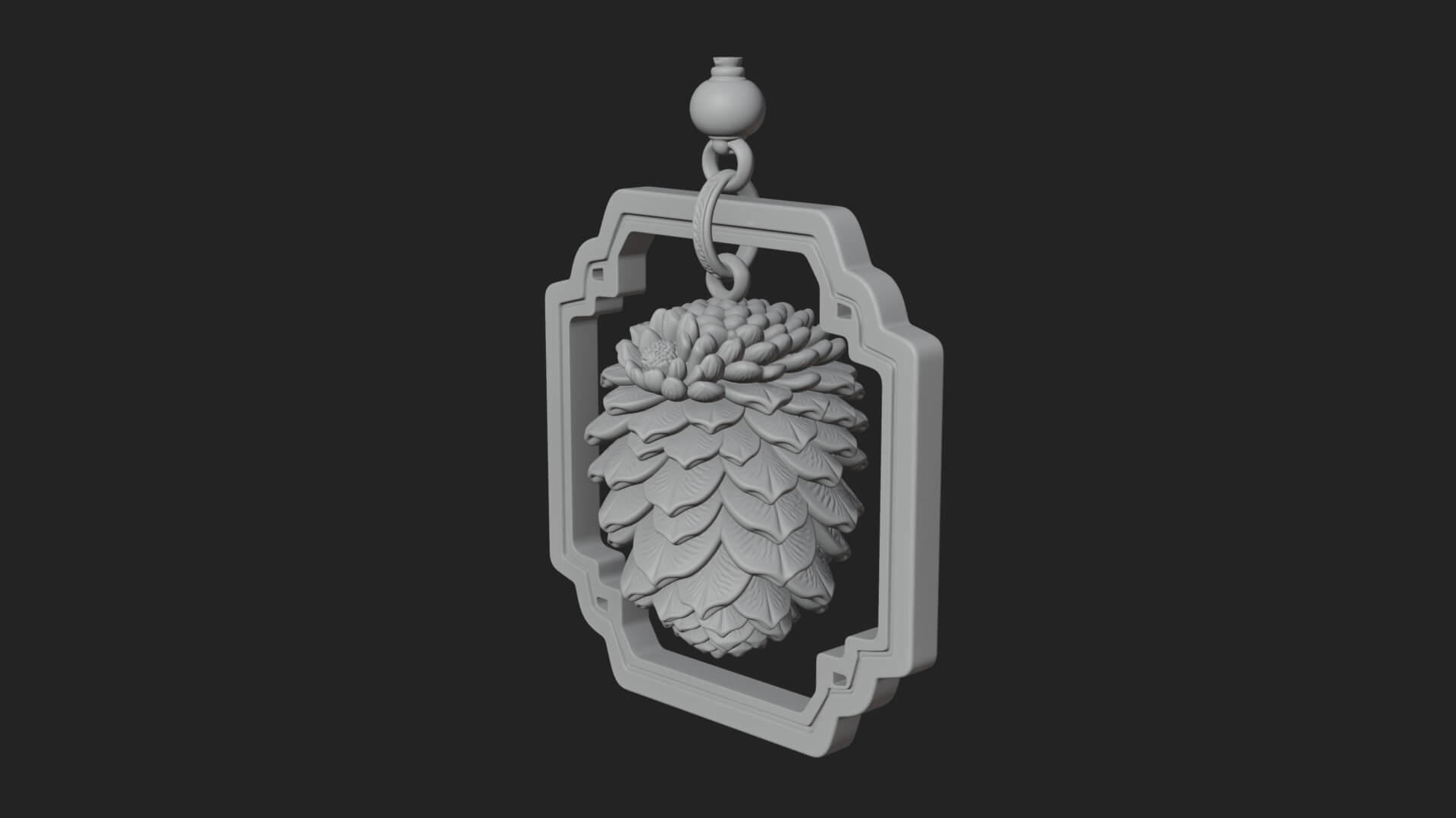 Pine Cone Frame Ornament Design 1 3D Print Model 3D Model