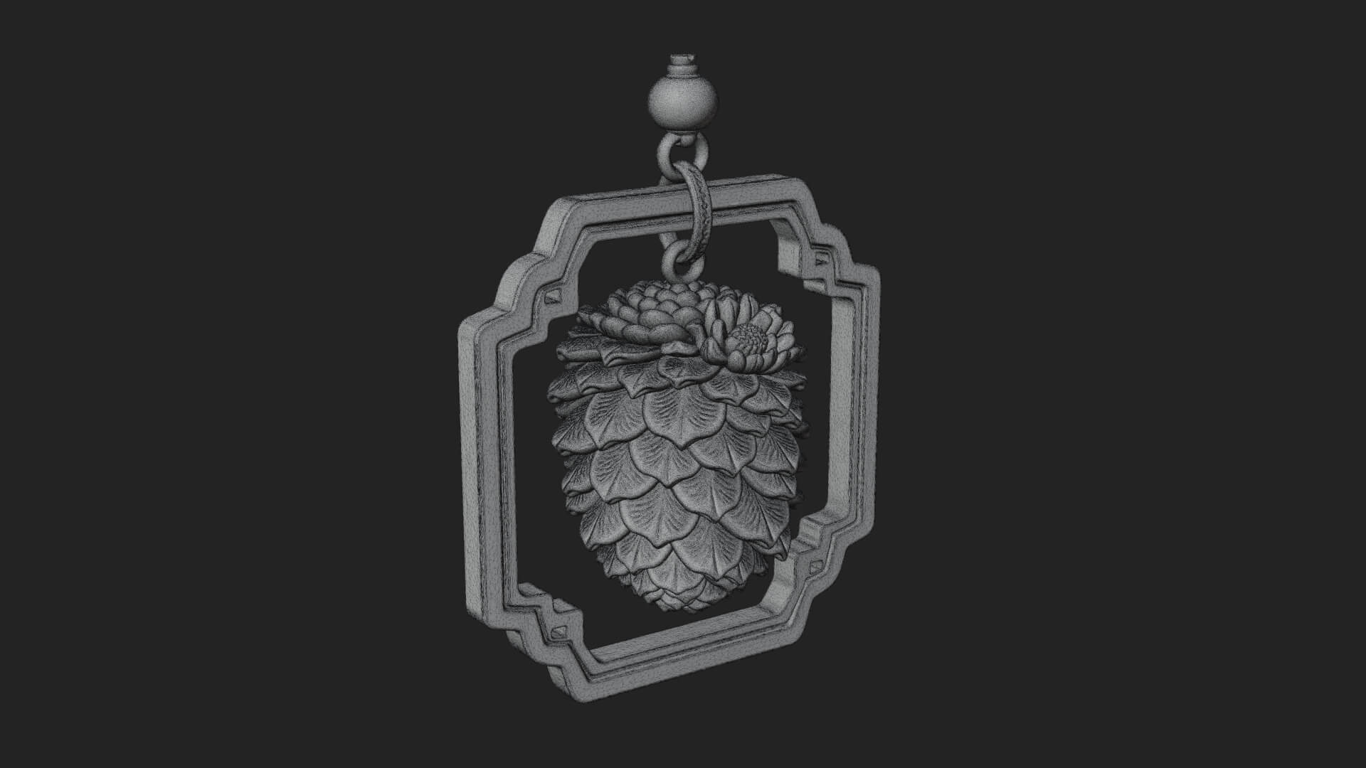 Pine Cone Frame Ornament Design 1 3D Print Model 3D Model