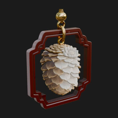 Pine Cone Frame Ornament Design 1 3D Print Model