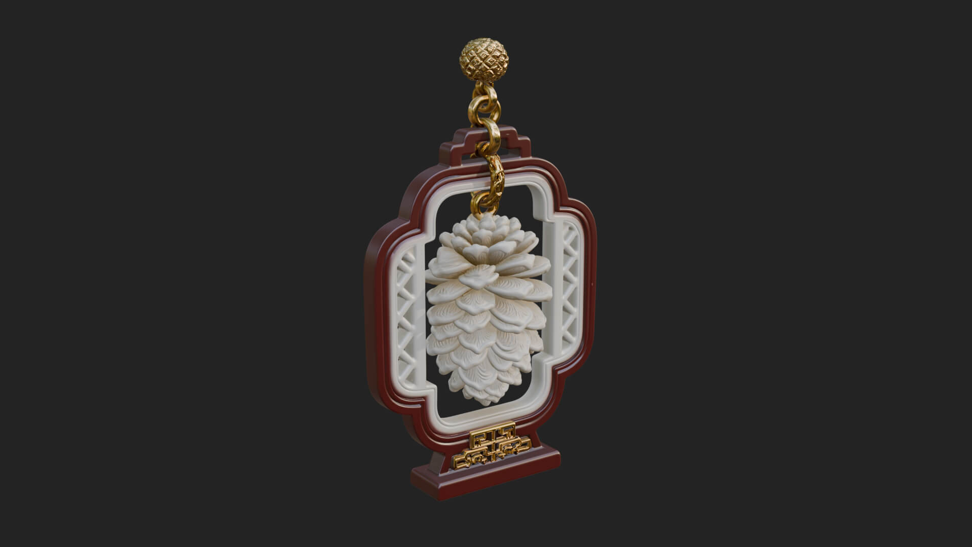Pine Cone Frame Ornament Design 2 3D Print Model 3D Model