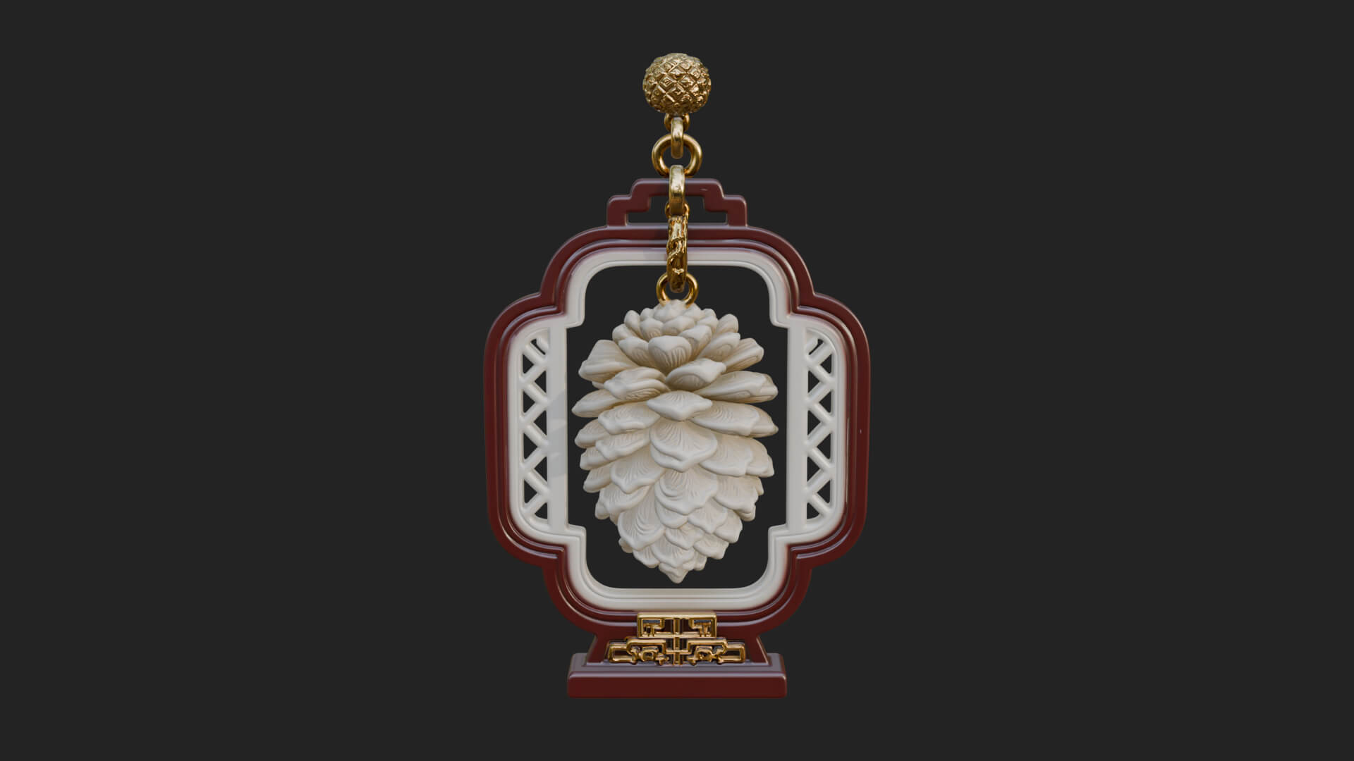 Pine Cone Frame Ornament Design 2 3D Print Model 3D Model
