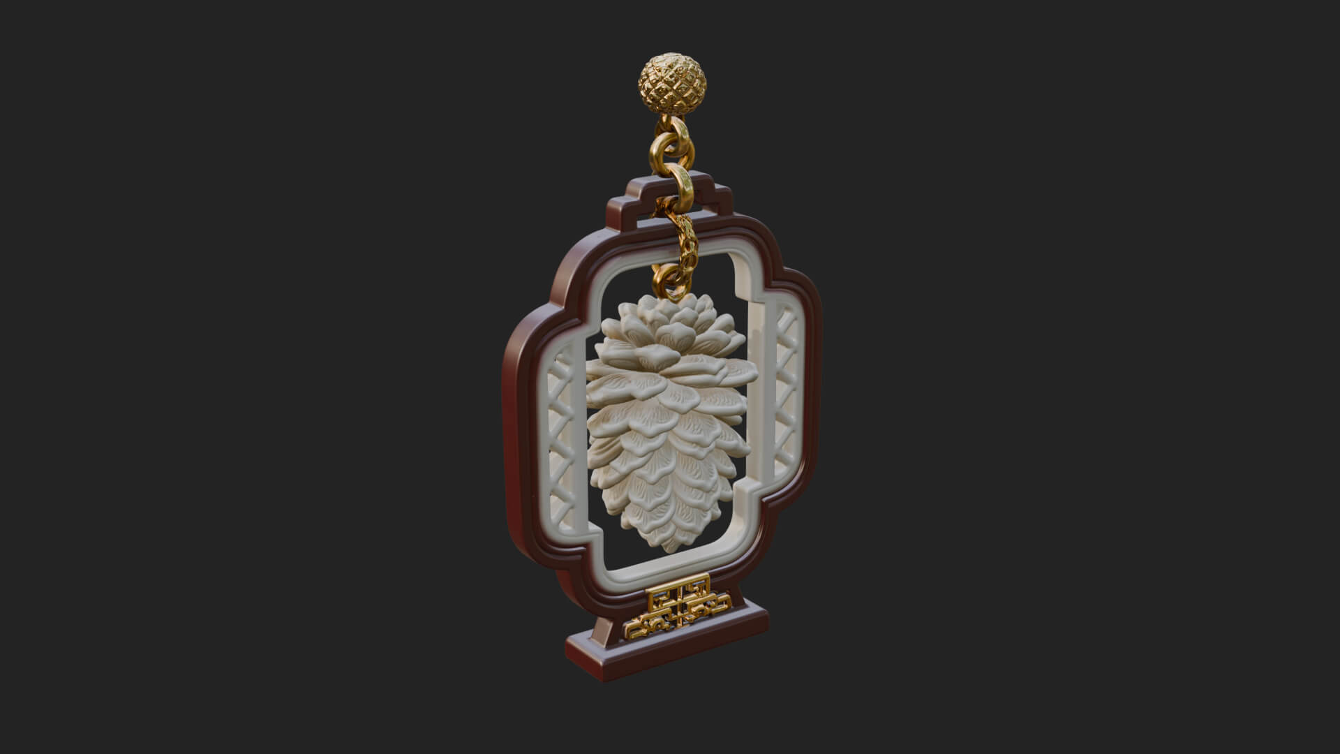 Pine Cone Frame Ornament Design 2 3D Print Model 3D Model