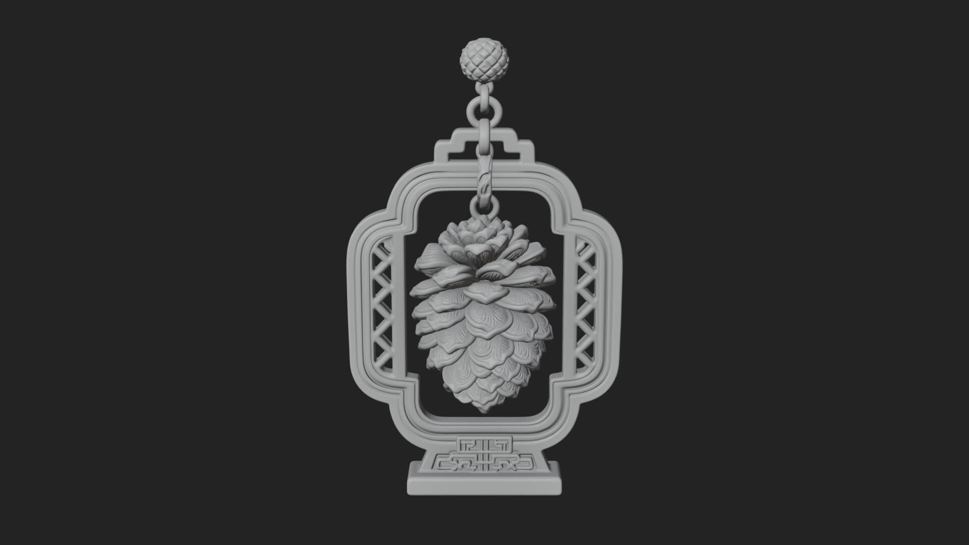 Pine Cone Frame Ornament Design 2 3D Print Model 3D Model
