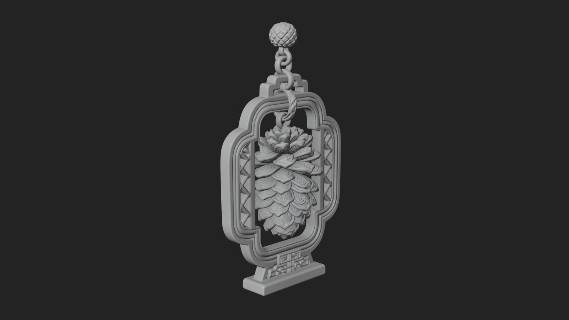 Pine Cone Frame Ornament Design 2 3D Print Model 3D Model