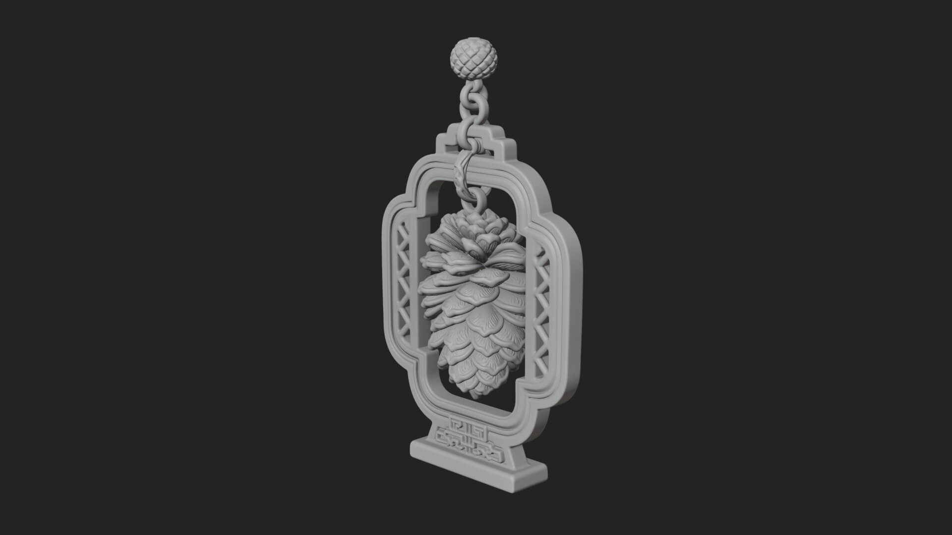Pine Cone Frame Ornament Design 2 3D Print Model 3D Model