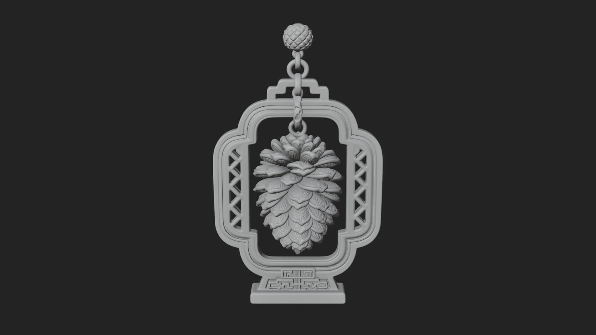 Pine Cone Frame Ornament Design 2 3D Print Model 3D Model