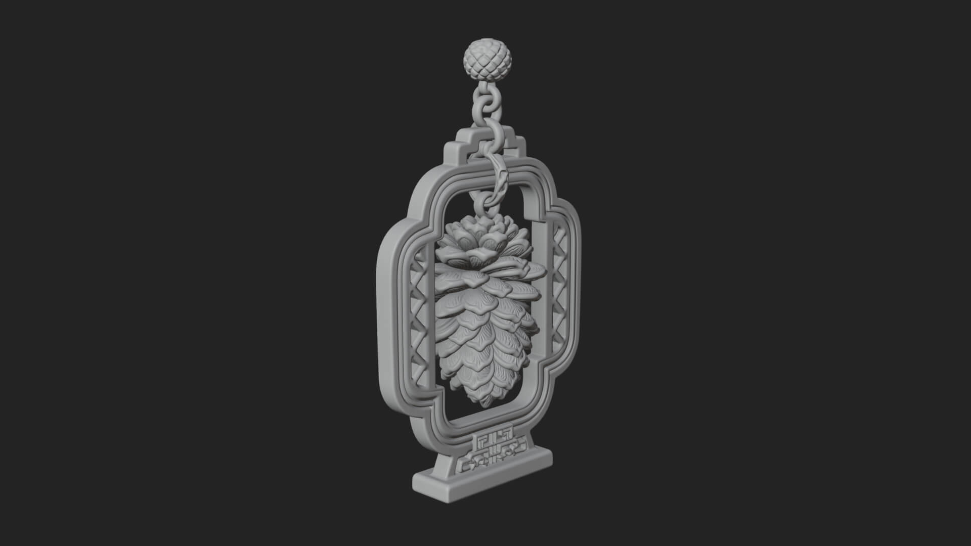 Pine Cone Frame Ornament Design 2 3D Print Model 3D Model