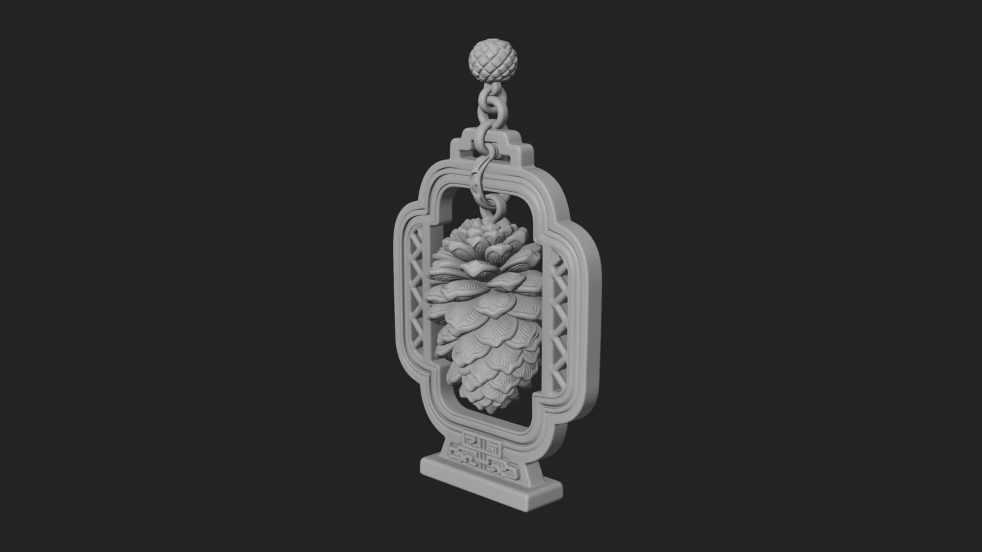 Pine Cone Frame Ornament Design 2 3D Print Model 3D Model
