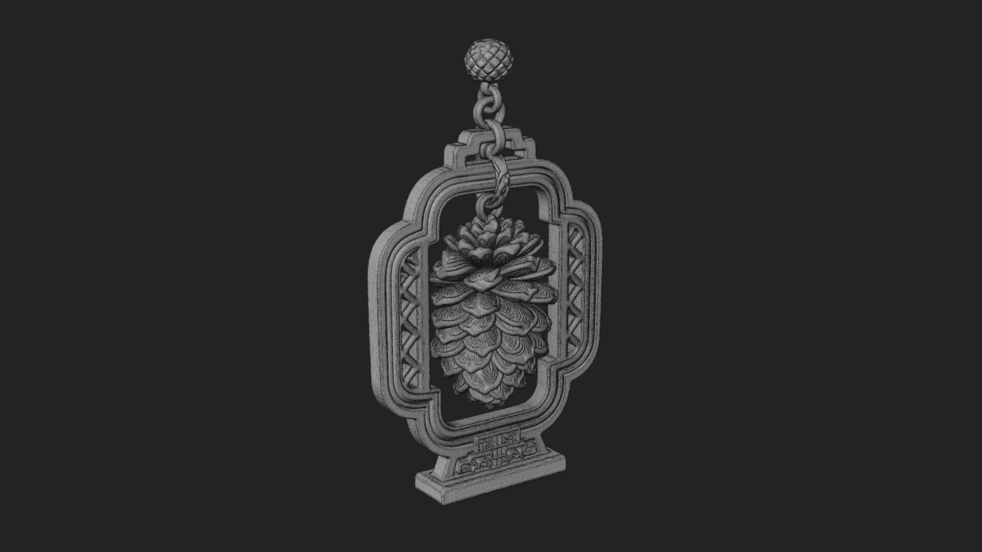 Pine Cone Frame Ornament Design 2 3D Print Model 3D Model