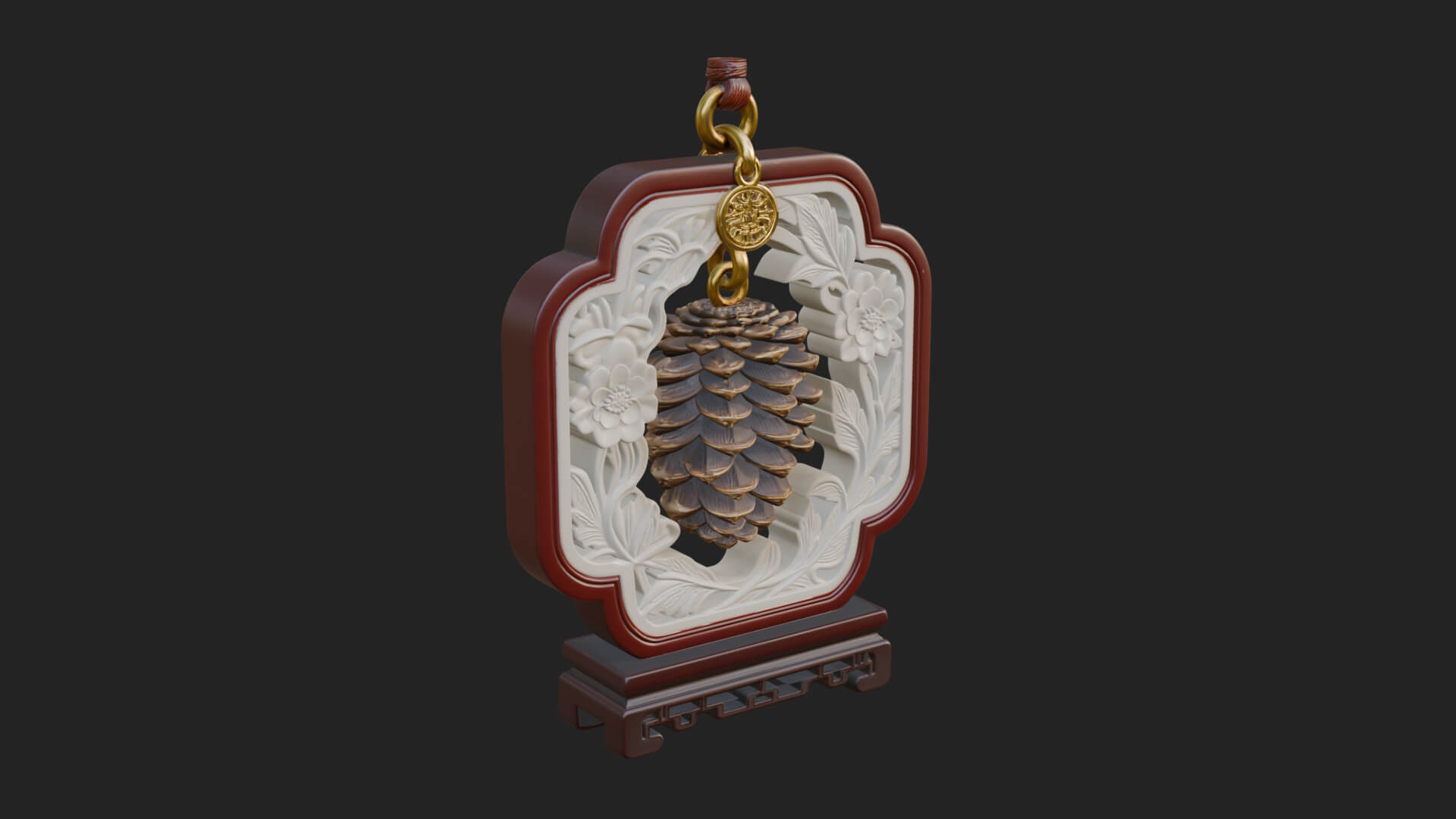 Pine Cone Frame Ornament Design 3 3D Print Model 3D Model